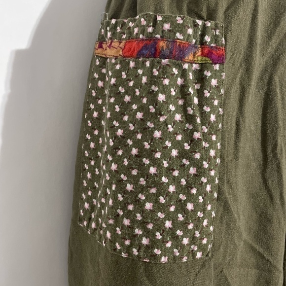 WOMEN’S Retro Ethnic Style Patchwork Elastic Waist Loose Wide Leg Linen Pants! - Picture 3 of 6